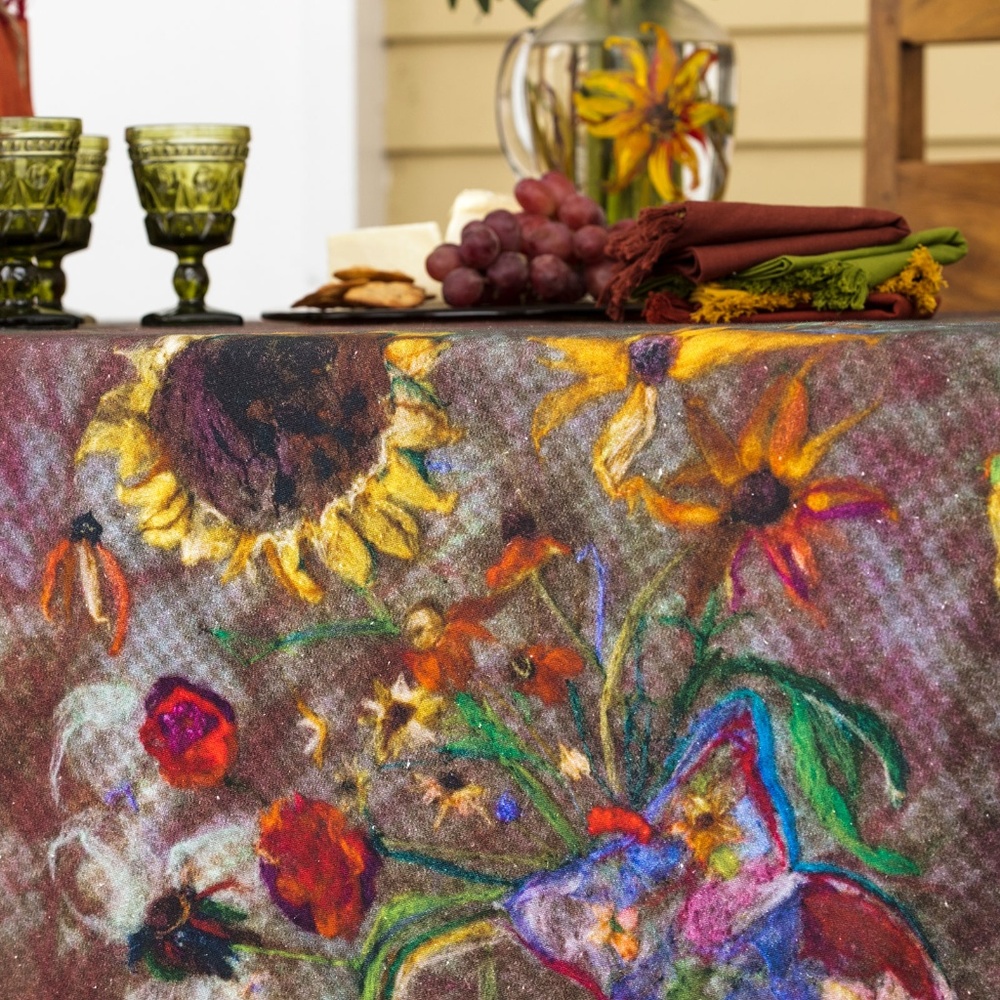 April Cornell Tablecloth Autumn Visitors 54x54 NWT - Picture 2 of 6